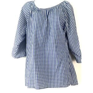 Women's Haley & The Hound Blue and White Gingham Shirt, Below the Waist Size L